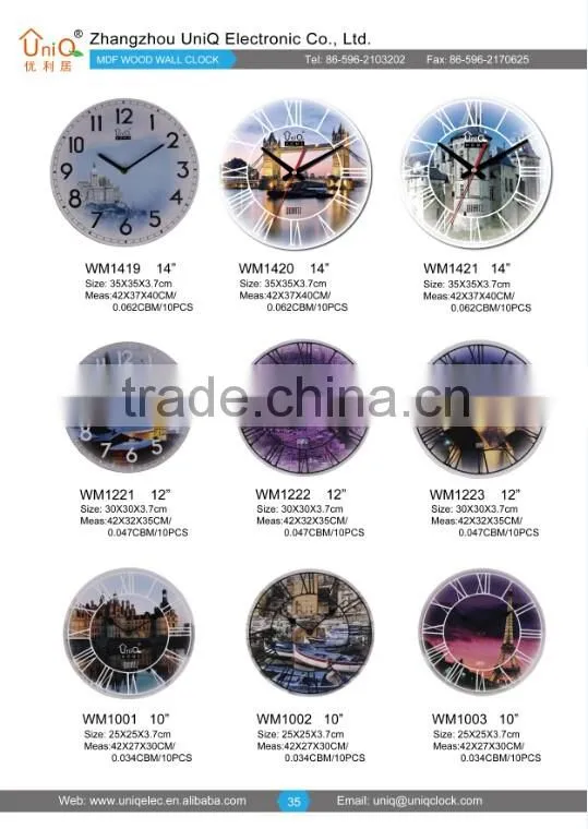 MDF wood mantle table clock for decor