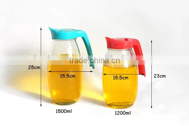 1.5L and 1.2L clear glass water kettle bottle with colored lid
