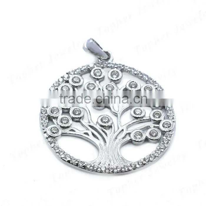 925 silver bezel setting gemstone tree pendant