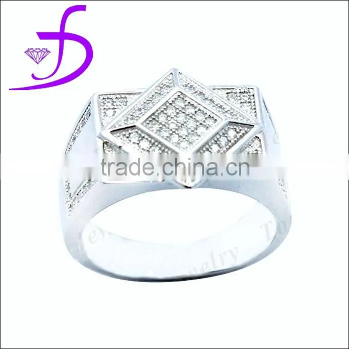 Wholesale 2014 fashion 925 silver man ring with stone