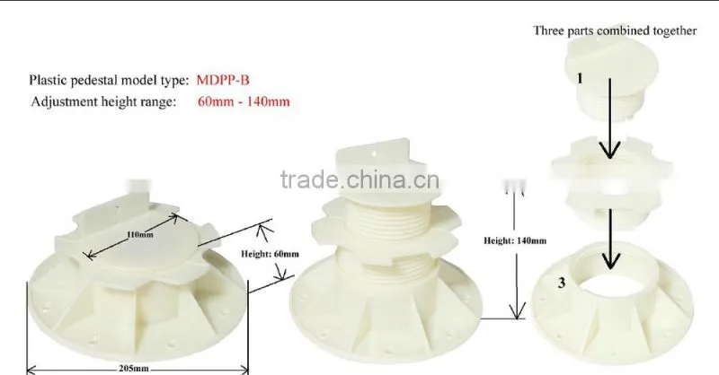 ABS material white adjustable plastic floor support pedestals