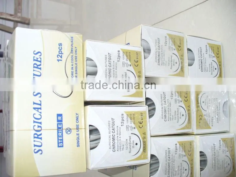 Surgical chromic catgut suture with needle