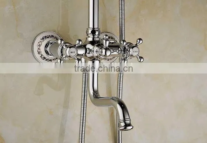 2015 New arrival Luxury Wall Mounted Big round Bath Hidden Shower faucet Set with ceramic hand shower & base