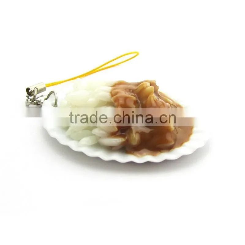 Artificial fake fried fish,vegetables in plate keychain from Yiwu sanqi crafts