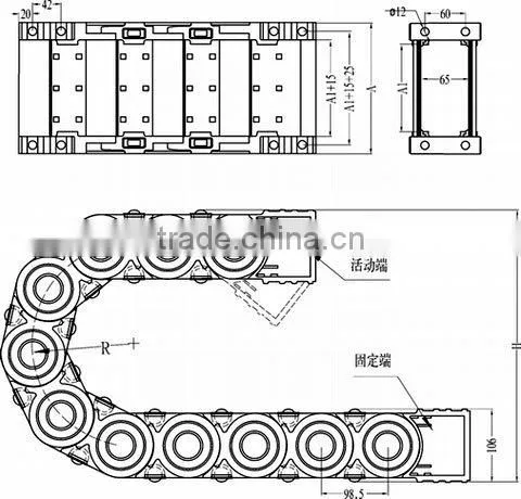 TZ65 cable tracks for machine