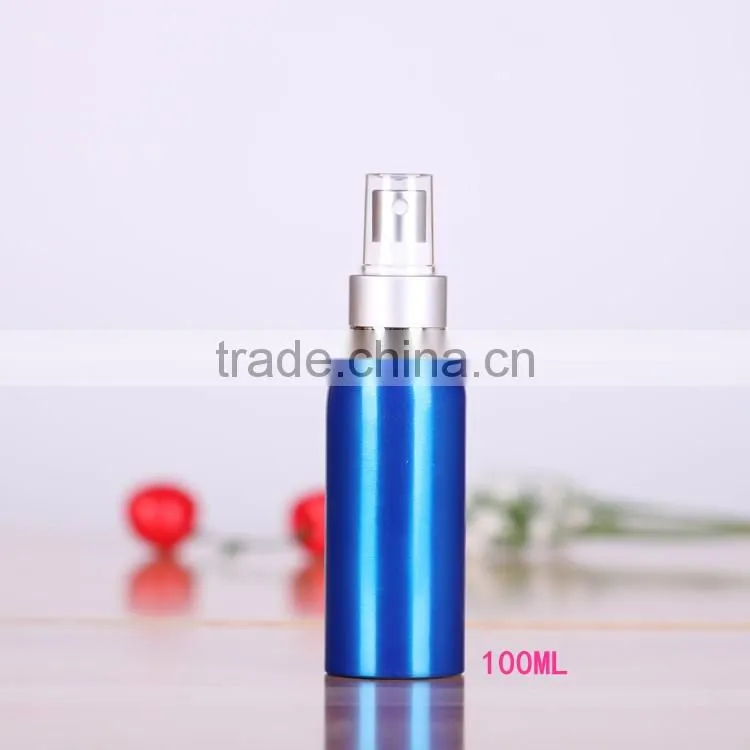 Wholesale 30ml-500ml cosmetic packaging bottle blue aluminum perfume bottle aluminum spray bottle