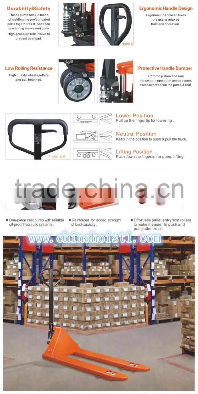 1ton material handling pallet truck hydraulic
