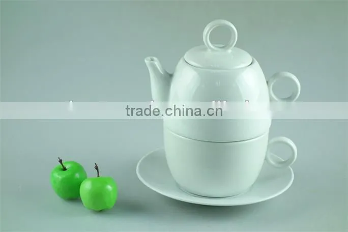 White cheap ceramic teapot with cup set for tea/coffee use