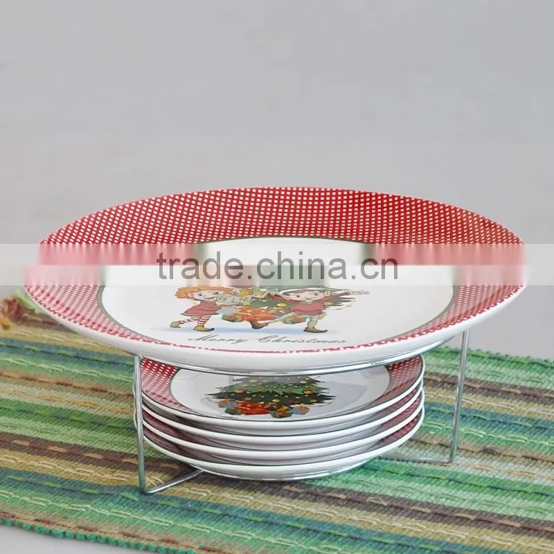 10.5IN PORCELAIN PLATE AND SHOVEL SET WITH CHRISTMAS DECAL