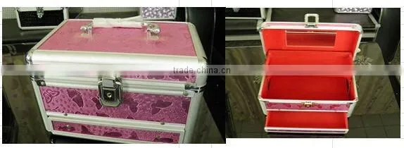 PVC And MDF Jewelry Box Lockable Jewelry Case with Mirror and Storage Drawers
