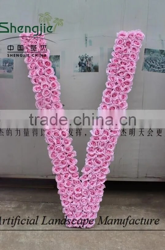 LOVE style artificial flower wall,rose flower wall for wedding