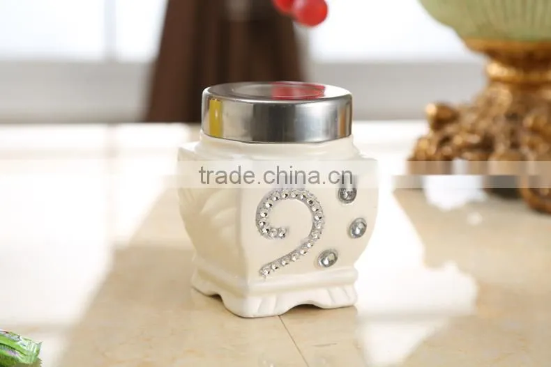 12 pcs ceramic airtight with matal lid&stand
