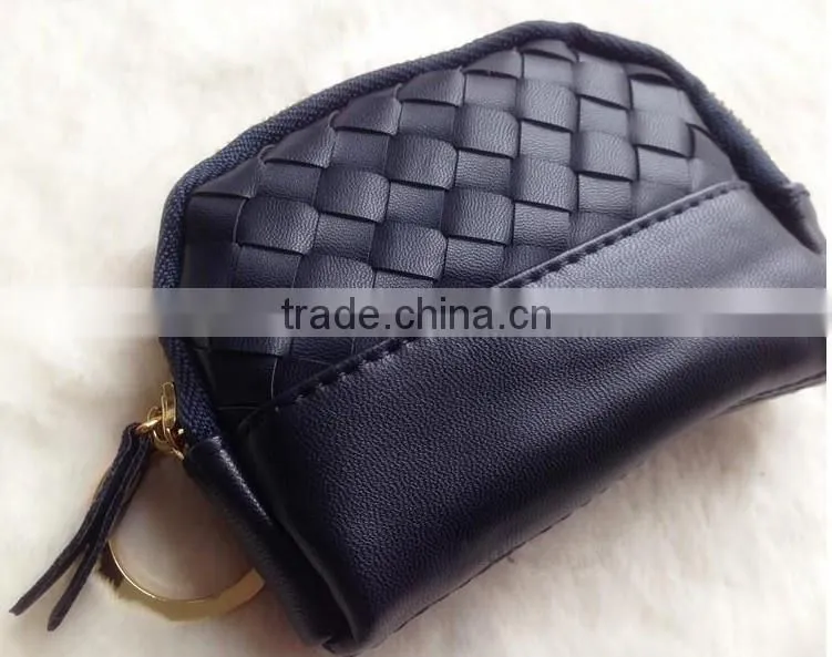 girls weaving PU leather coin purse