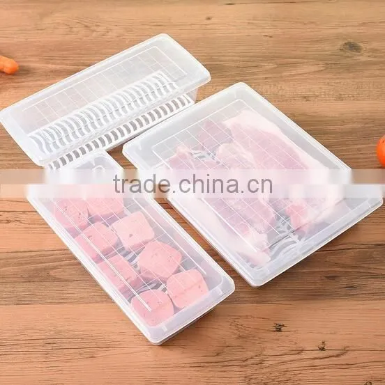 transparent plastic food storage container food storage preserving box with drain