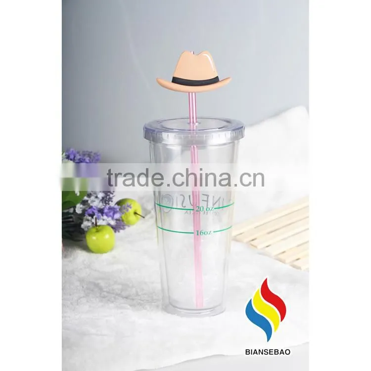 Clear PS/AS cup with logo plastic tumbler 16oz