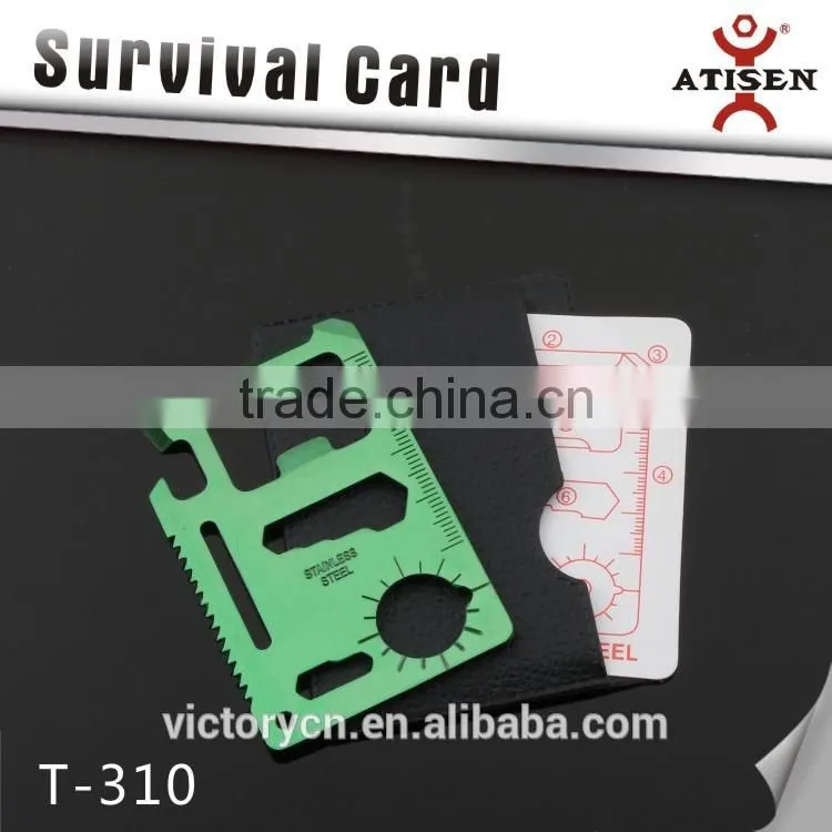 Colorfull Green survival card ,Card type mini stainless steel multi-functional tool