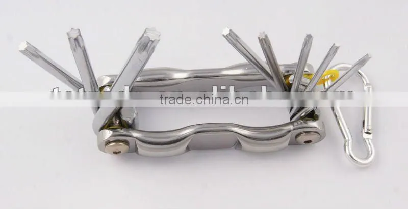 2014 new Stock pocket mini multi aluminium oxide promotion bike keychain tools 607-8