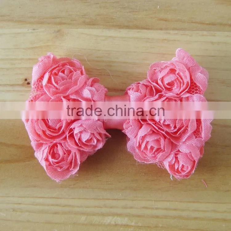 shabby bow flower clip for kids hair accessories