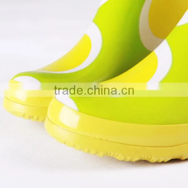 yellow pattern knee rubber rain boots