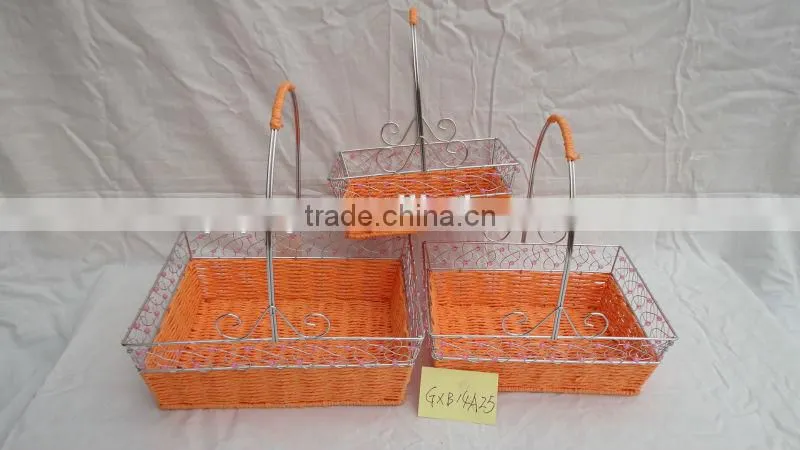 decorative iron wire basket with paper rope