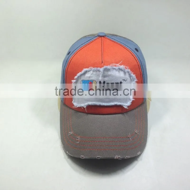 Flat Embroidery Patch Sport Cap Washed Distressed Hats