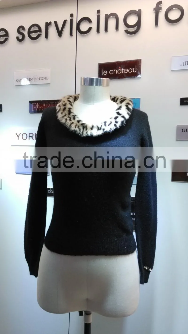 2014 Ladies knitted sweater,pullover with mohair