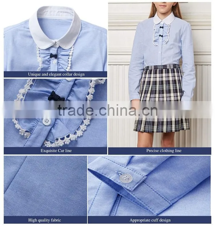 School Girls Cotton Long Sleeve Shirt High School Apparel