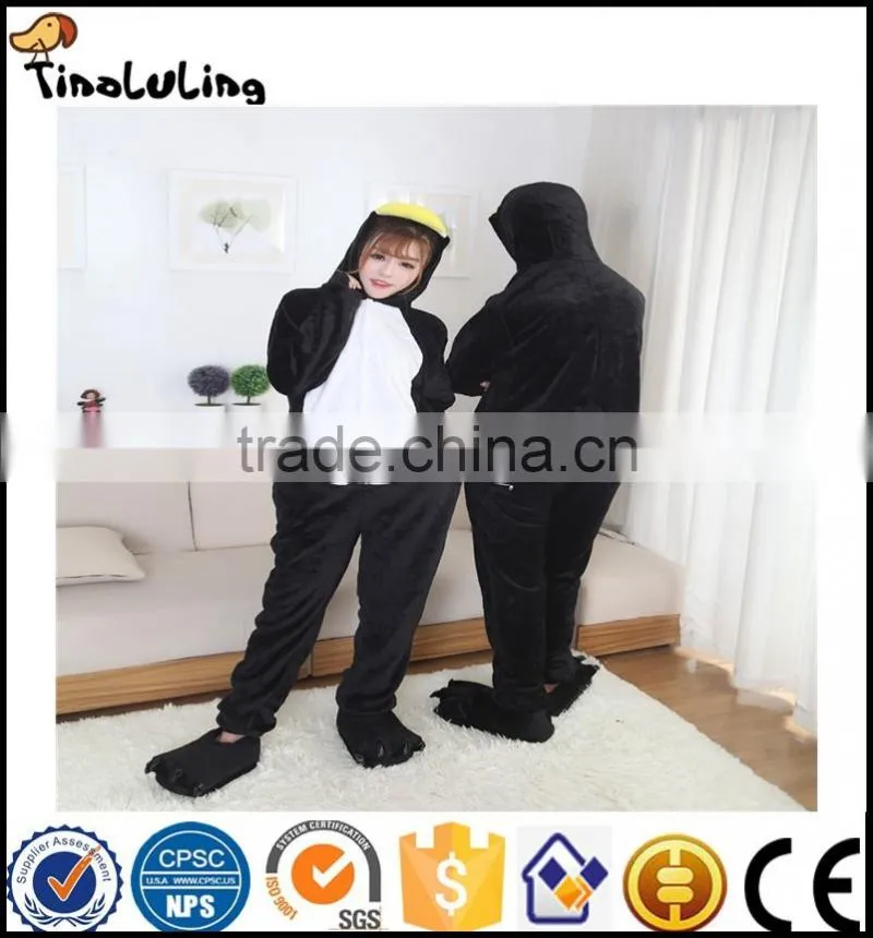 Hot Sale Unisex Flannel Lovers Couples Animal Pajamas One Piece Cartoon Cosplay Pajama Costume Adult Bird Pajama Sleepwear