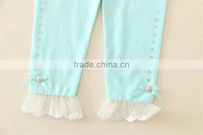 good material 100% cotton girls dress leggings colorful children trousers kid casual pants for selling