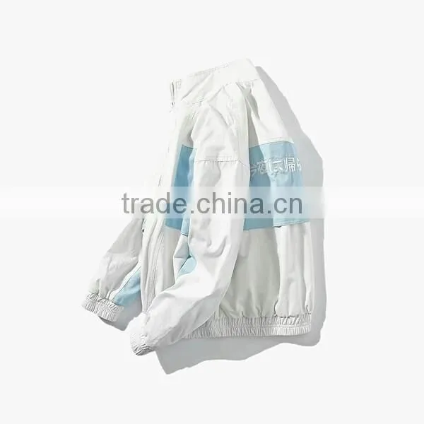 Personalized fashion two pocket plain cotton men zipper up two tone hoodies with hood