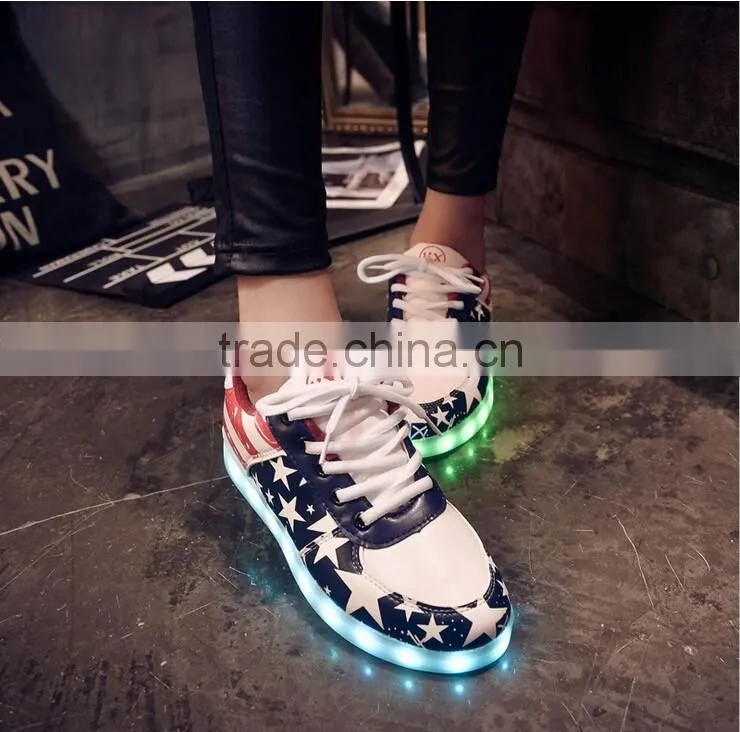Hot selling Lace-up Casual Sneakers LED Shoes Women Shoes