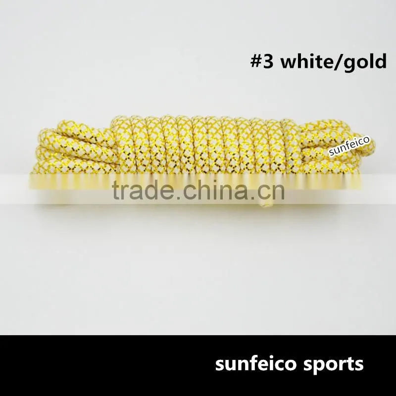 2016 Bulk Sale Custom Round Rope Glitter Shoelace~Glitter Yeezy Logo Tip Lace~Custom Colorful Sports Metallic Glitter Rope Laces