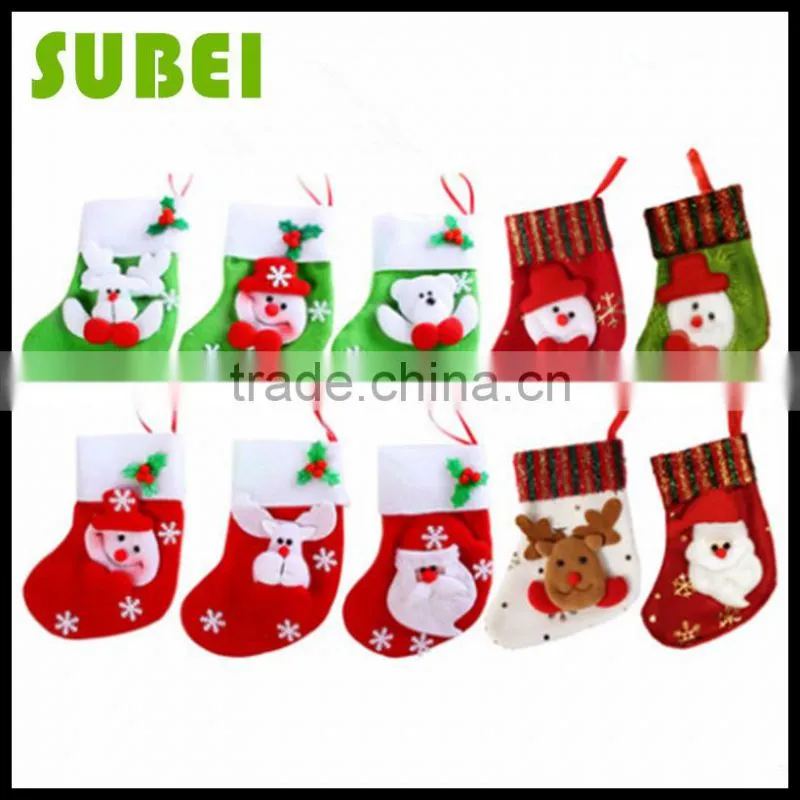 Flashing Christmas decoration socks,high-grade Christmas applique stockings