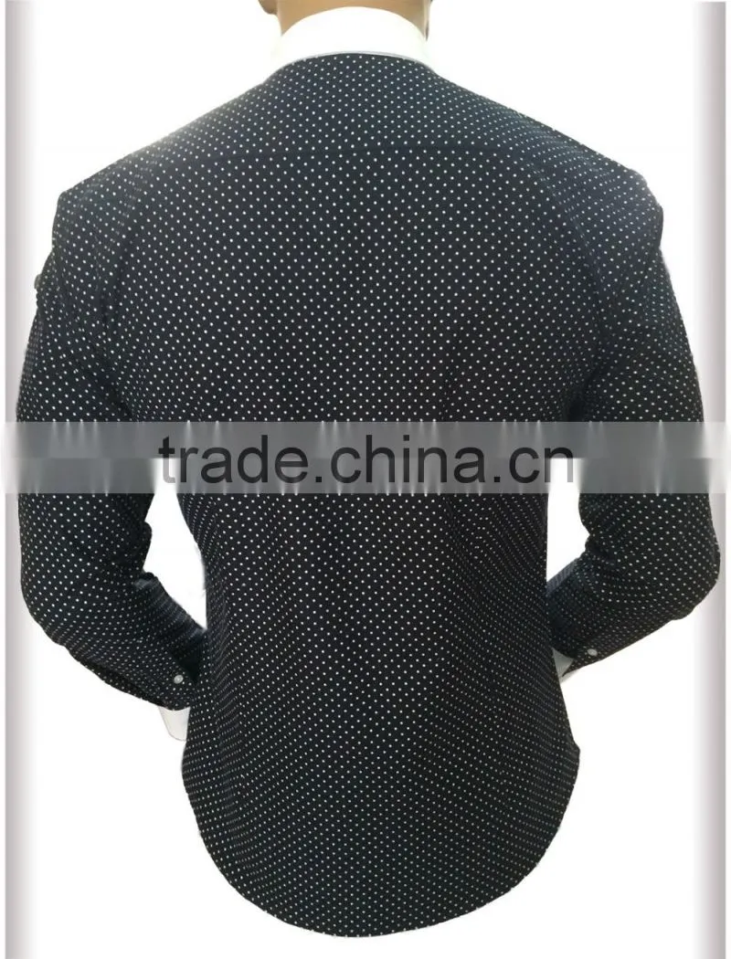 2017 Men's Polka dot casual roll collar shirts