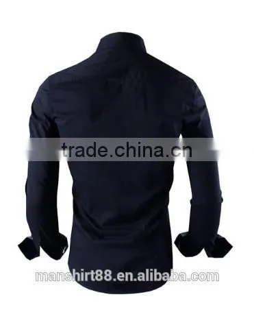2016 multi color high collar button down slim fit casual shirt for men