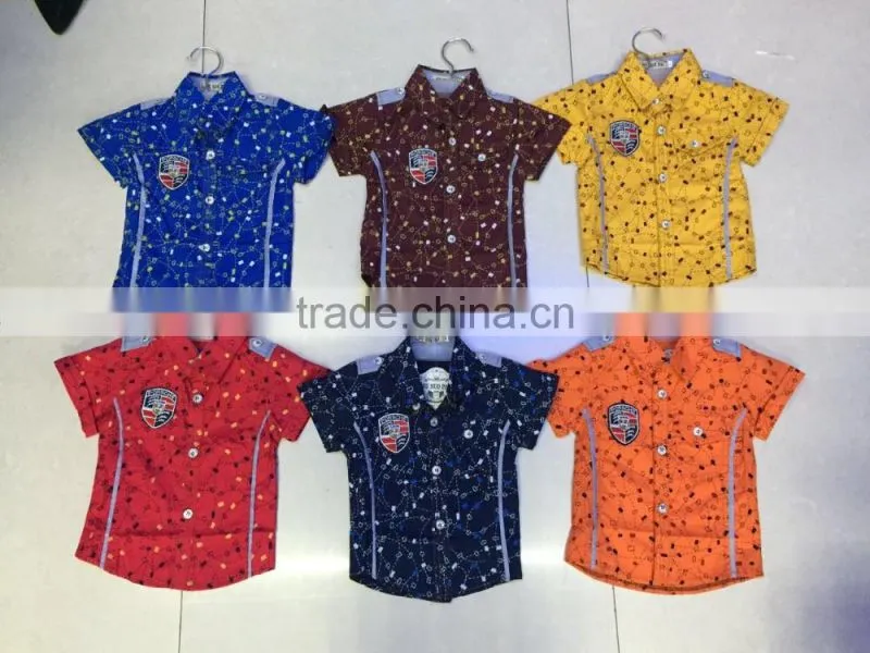 2015 children's short sleeve trendy boy summer shirt