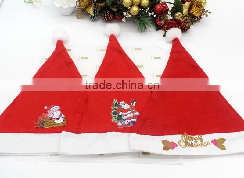 Wholesale Customized logo Embroidered Merry Christmas Hat Santa Claus Hat Decoration