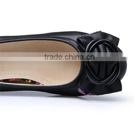 Women's leather shoe ornaments Korean design bow