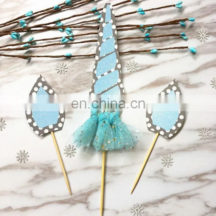 Newest Blue and Pink Unicorns Design Cake Topper Unicorn Party