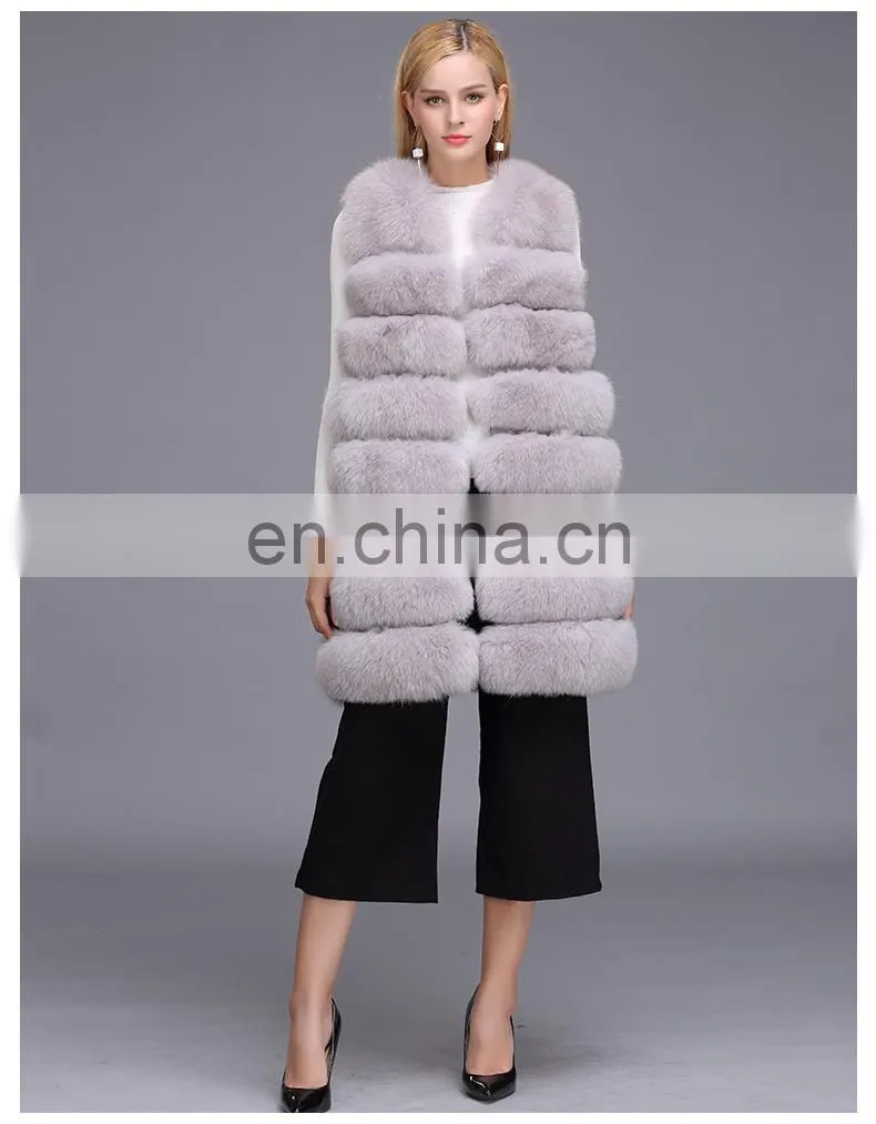 Ladies Wholesale Women Real Fox Fur Sleeveless Long Vest
