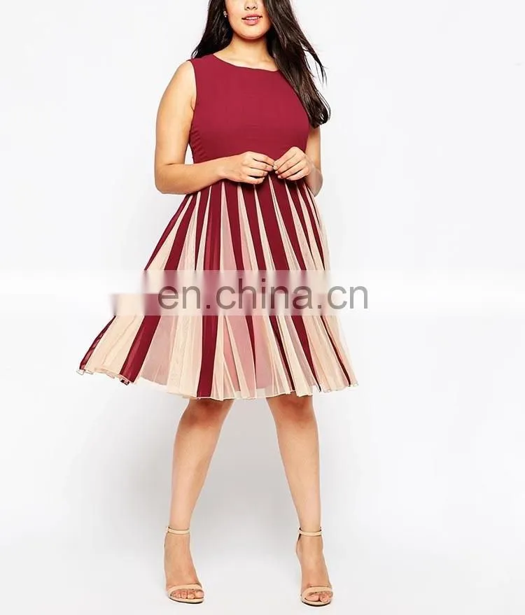 Women plus size clothing plus size dress flare mesh dresses for fat ladies