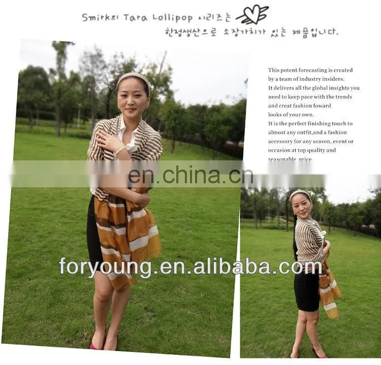 striped print ladies fashion voile scarf