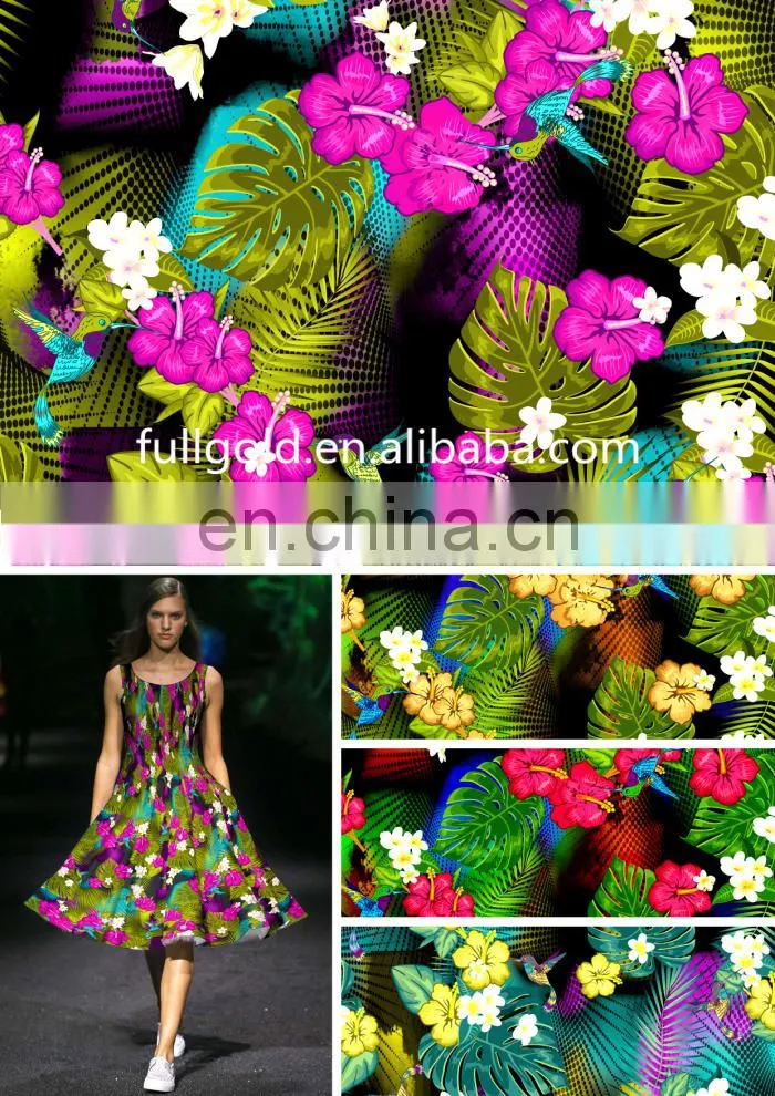 2016 Latest Design Polyester &Cotton digital Printed Fabric For Women Dress