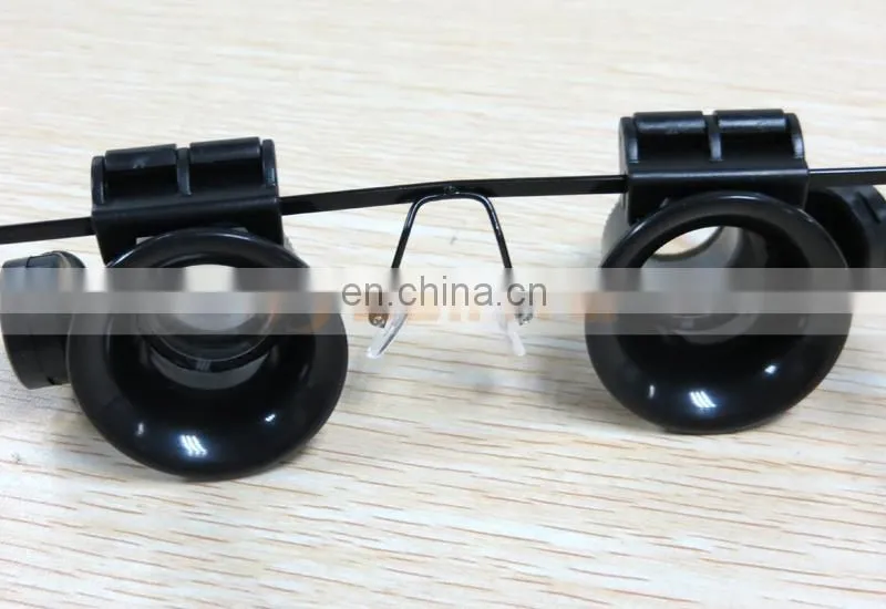 Binoculus Glasses Loupe LED Light 20X Eyewear Magnifier