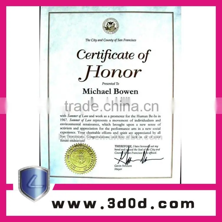 High quality certificate paper High quality certificate paper Anti-counterfeiting certificate paper