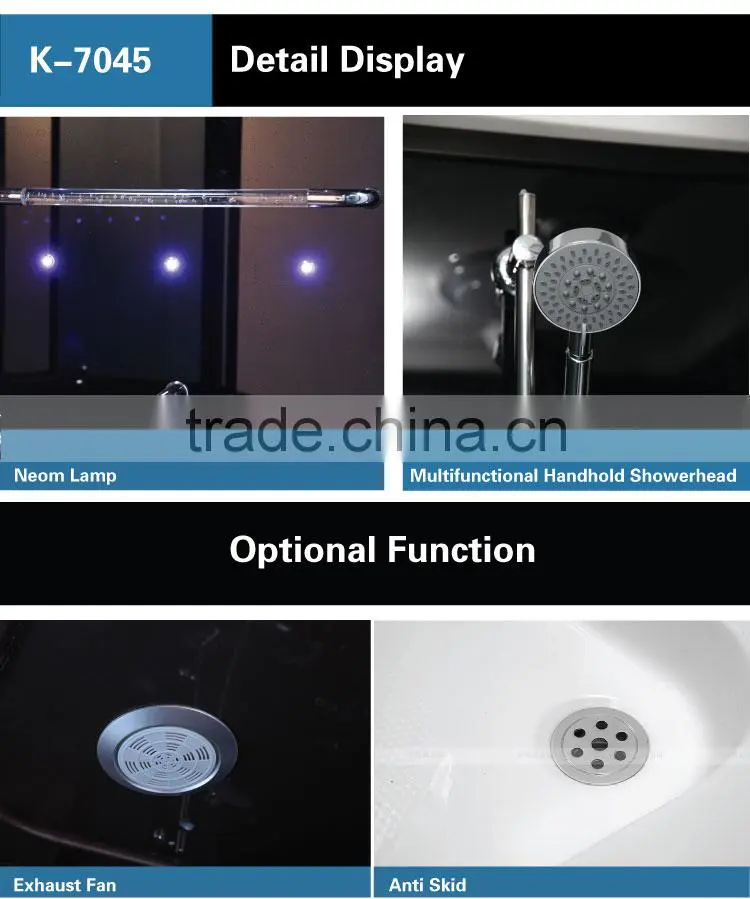 China Supplier Luxury Acrylic Freestanding Bathroom cheap Steam Shower Cabin K-7045