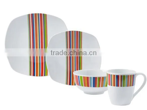 42 pcs porcelain dinner set with decal and glass cup