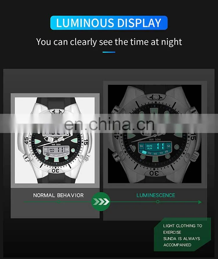 Sanda 3009 New Design Men LED Digital Watch Functional Waterproof Sport Watches Hip Hop