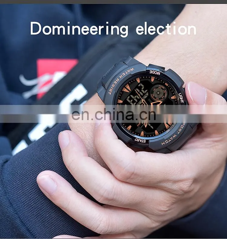 Sanda 6002 New Analogue LED Mens Watches Chrono Luminous Water Proof Sport Men Digital Watch