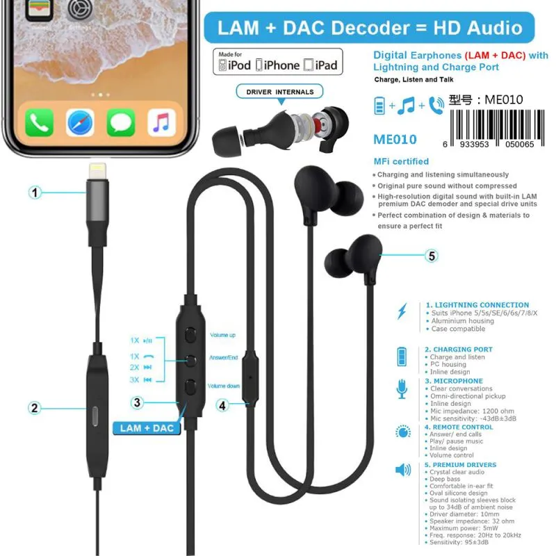 Hot sell mfi certified manufacturers bone conduction earphone for iphone